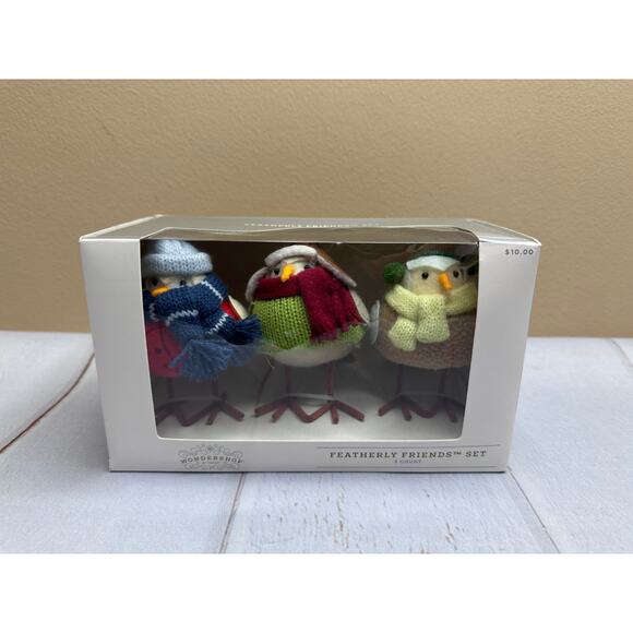 3pk Wondershop Winter Weather Featherly Friends Fabric Figurines New - Picture 2 of 10